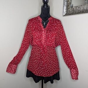 George Me Red And White Polka Blouse Large